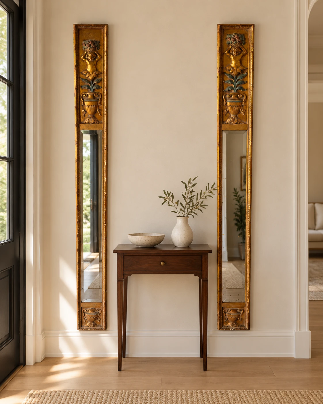 Ornate Gold Mirror Pair