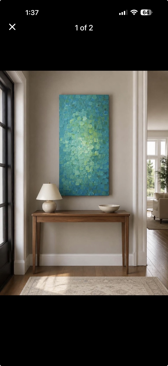 Textured Turquoise & Green Wall Art